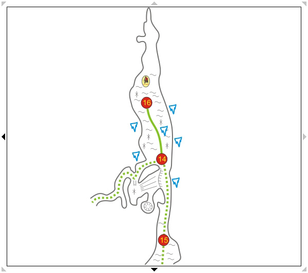 Карта виртуальной экскурсии по пещере Караульная, грот Глиняный