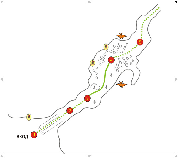 Карта виртуальной экскурсии по пещере Караульная, грот Ледовый